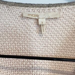 Maje cropped blush color sweater with silver beading detail
